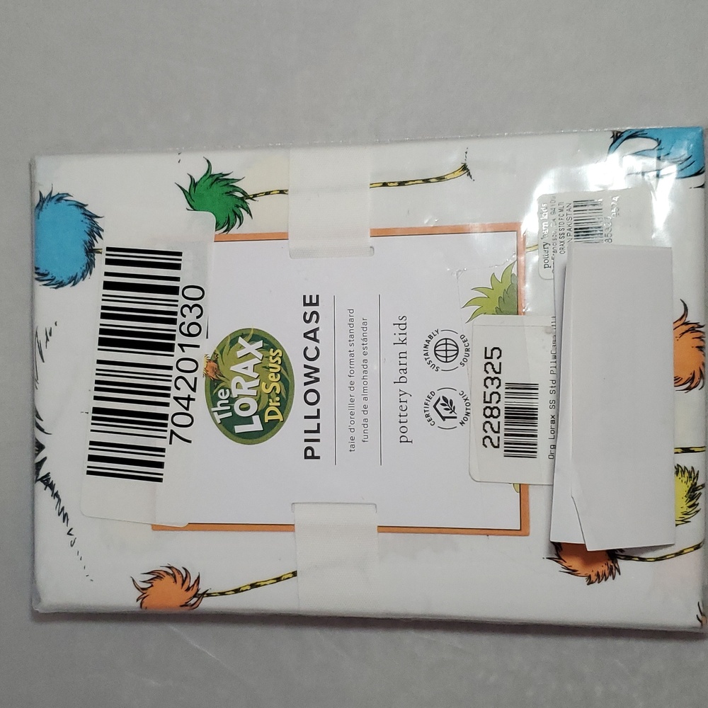 Pottery Barn Kids Dr. Seuss Lorax Pillowcase - Blue, Orange, Yellow